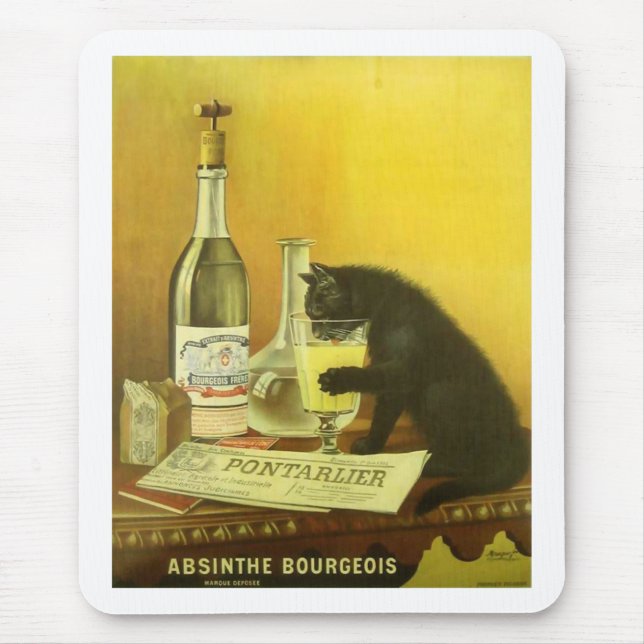 Absinthe Bourgeois och Cat Bra Vintage affisch Musmatta (Framsidan)