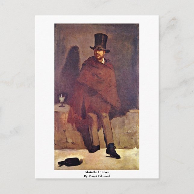 Absinthe Drinker by Manet Edouard Vykort (Framsida)