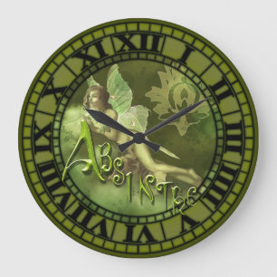 Absinthe Fairy Collage 2 Stor Klocka
