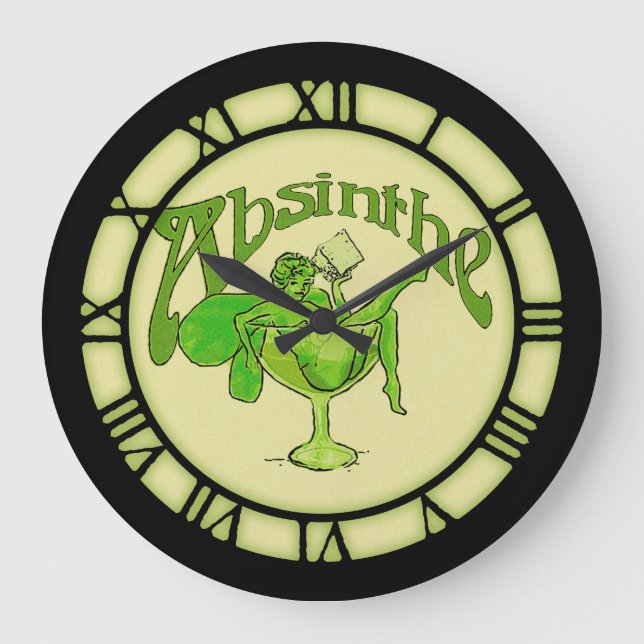 Absinthe Fairy in Glass Stor Klocka (Framsida)
