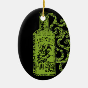 Absinthe Flaska Swirls Julgransprydnad Keramik