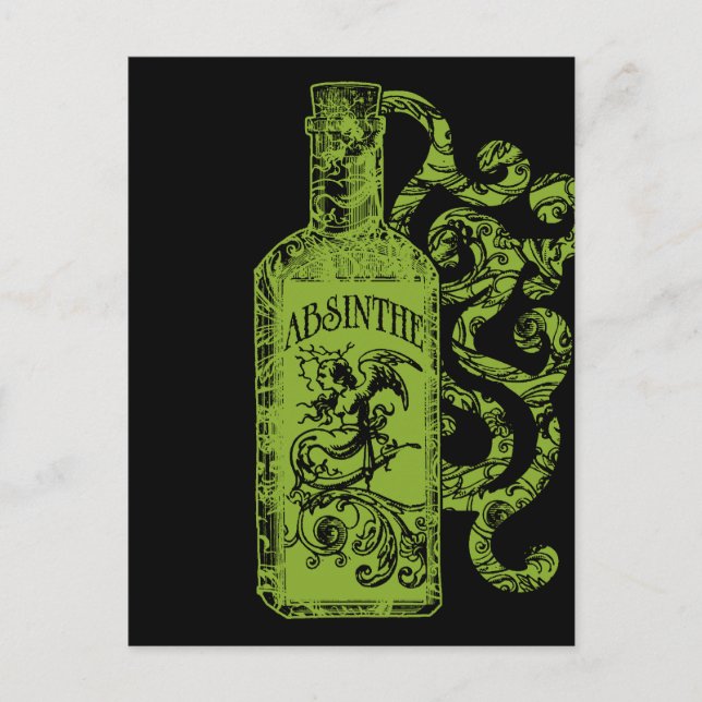 Absinthe Flaska Swirls Vykort (Framsida)