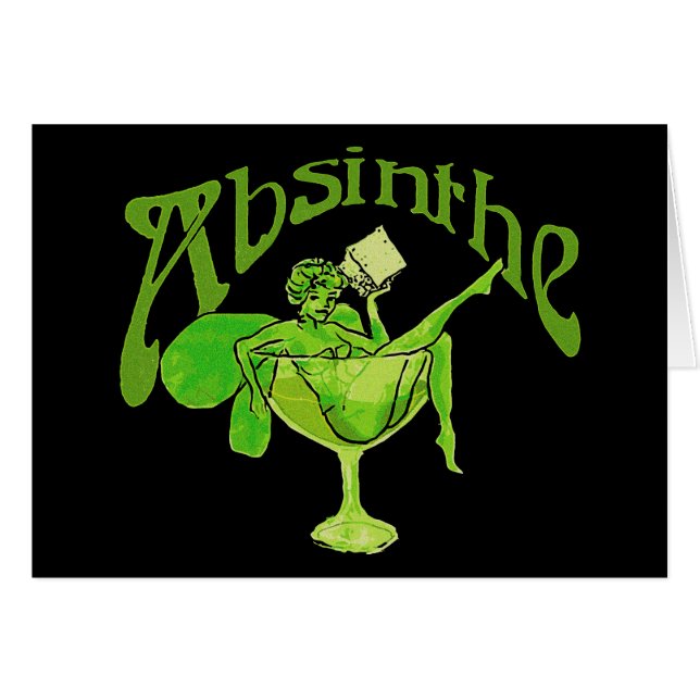 Absinthe Girl in Glass Hälsningskort (Framsidan Horizontal)