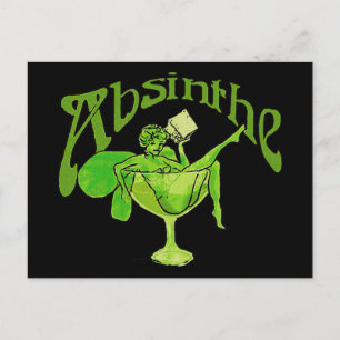 Absinthe Girl in Glass Vykort