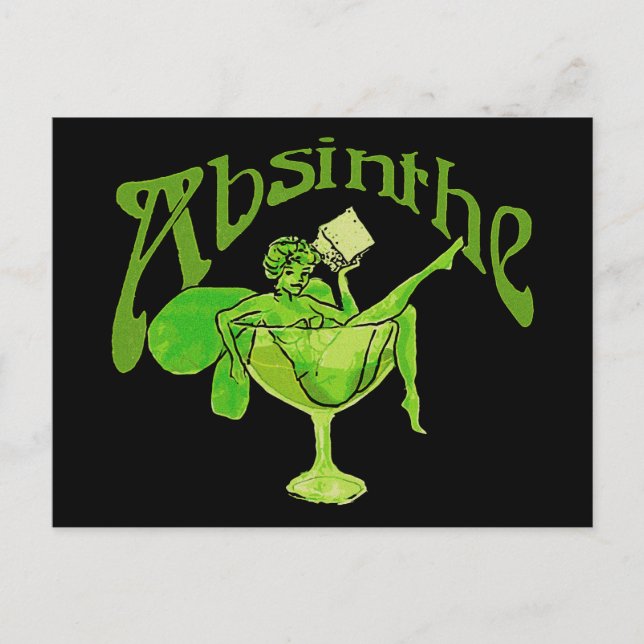 Absinthe Girl in Glass Vykort (Framsida)