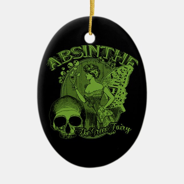 Absinthe Grönt Fairy Dam Julgransprydnad Keramik (Framsidan)