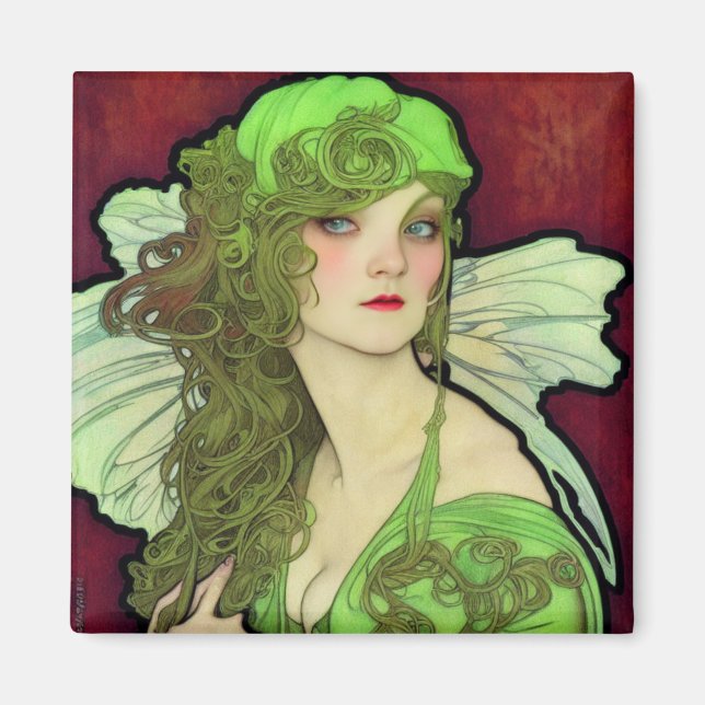 Absinthe Grönt Fairy Magnet (Framsidan)