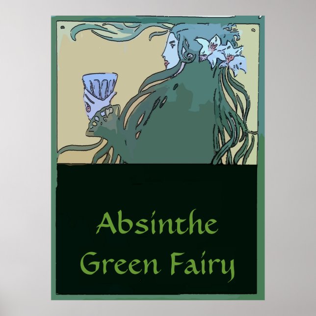 Absinthe Grönt Fairy Poster (Framsidan)