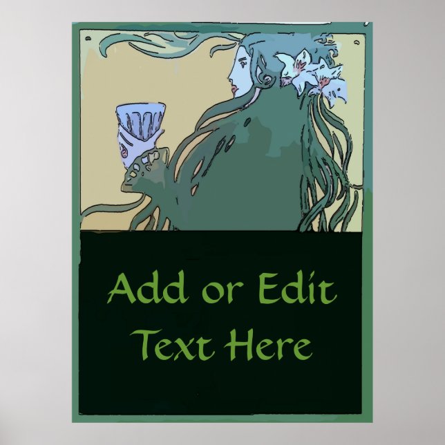 Absinthe Grönt Fairy, redigera text Poster (Framsidan)