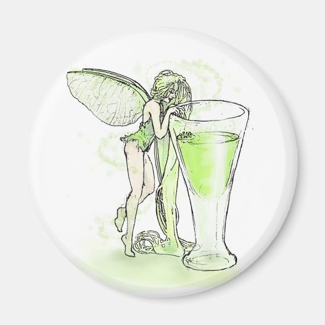 Absinthe La Fee Verte Fairy with Glass (ingen text Magnet (Framsidan)