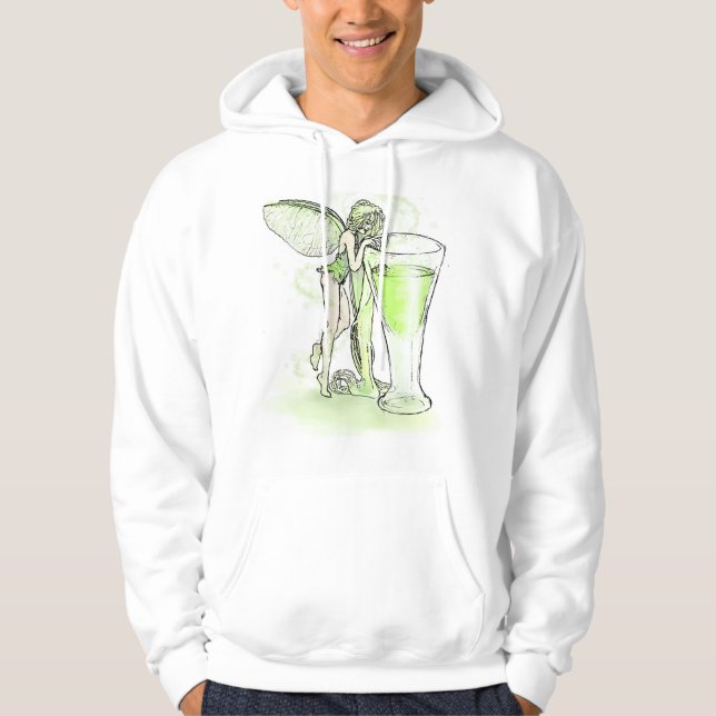 Absinthe La Fee Verte Fairy with Glass (ingen text Sweatshirt Med Luva (Framsida)