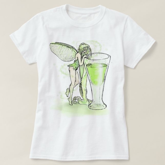 Absinthe La Fee Verte Fairy with Glass (ingen text Tee Shirt (Design framsida)