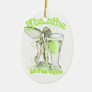 Absinthe La Fee Verte Fairy with Glass Julgransprydnad Keramik