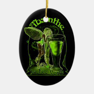 Absinthe La Fee Verte Fairy with Glass Julgransprydnad Keramik