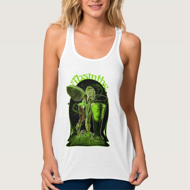 Absinthe La Fee Verte Fairy with Glass Linne Med Racerback (Framsida)