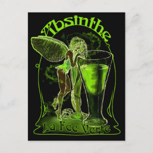 Absinthe La Fee Verte Fairy with Glass Vykort