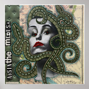 Absinthe Medusa av Natalie Schorr Poster