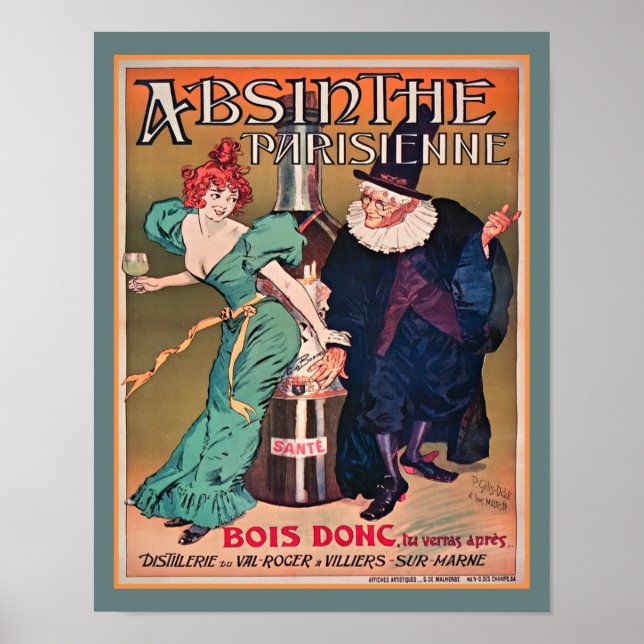 Absinthe Parisienne Art nouveau Poster (Framsidan)