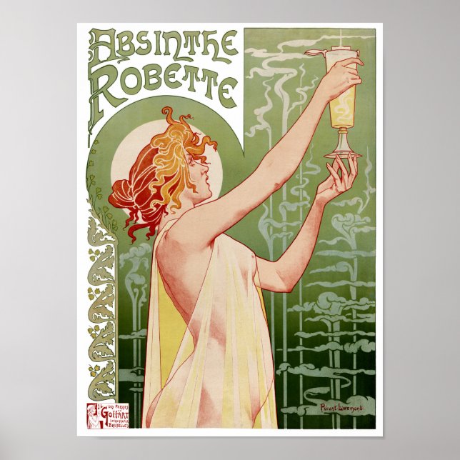 Absinthe Robette 1896 Vintage affisch återställd (Framsidan)