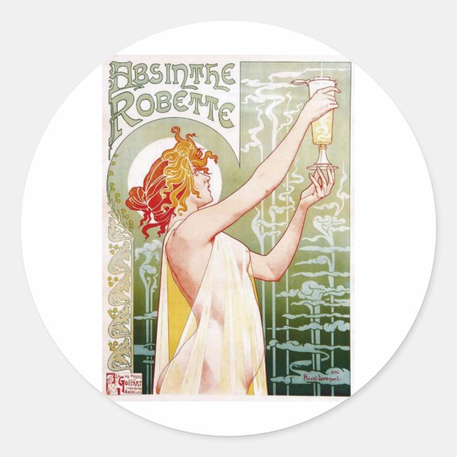 Absinthe Robette Runt Klistermärke (Framsida)