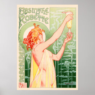 Absinthe Robette vid den Alphonse Mucha vintage Poster