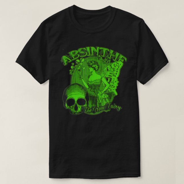Absinthe Skull Grönt Fairy Retro-design T Shirt (Design framsida)