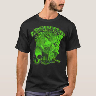 Absinthe Skull Grönt Fairy Retro-design T Shirt