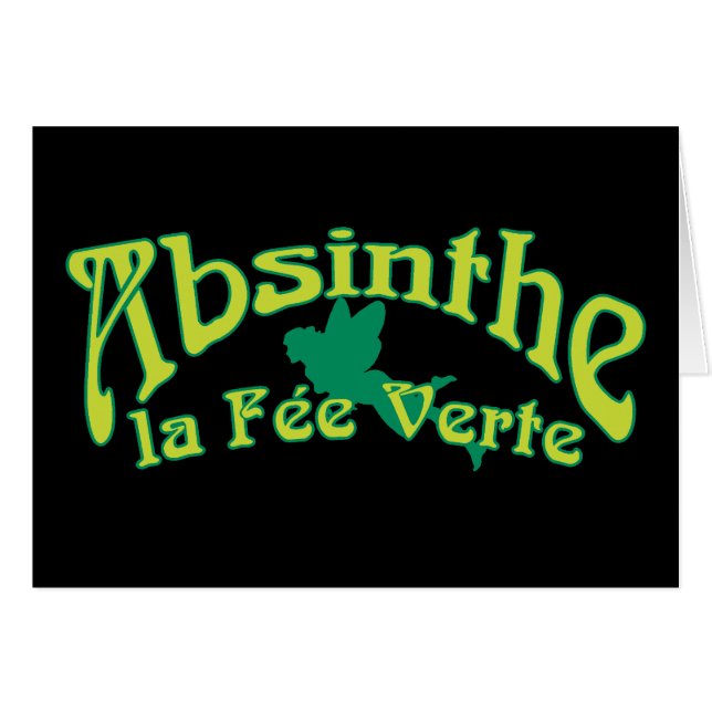 Absinthe Text La Fee Verte Hälsningskort (Framsidan Horizontal)