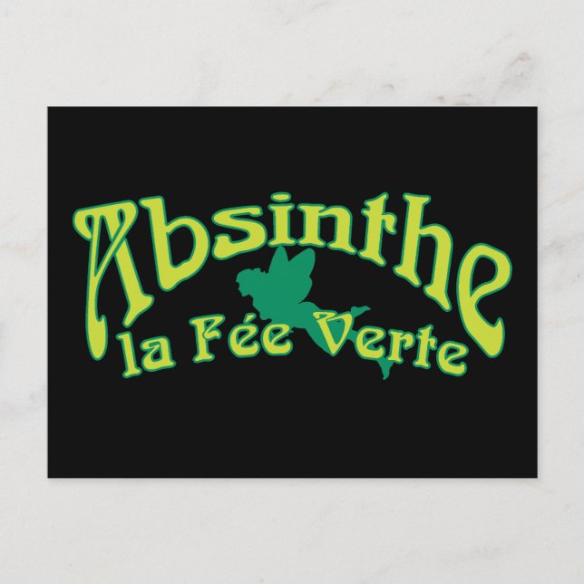 Absinthe Text La Fee Verte Vykort (Framsida)