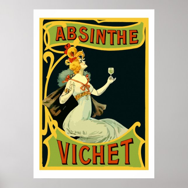 Absinthe Vichet, modern art nouveau Poster (Framsidan)