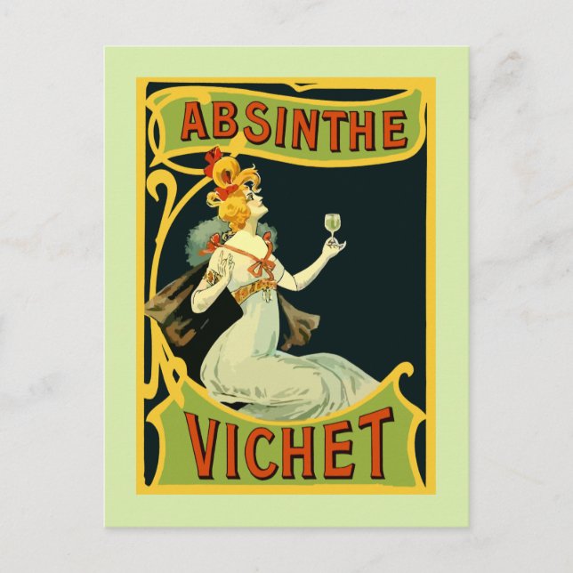 Absinthe Vichet, modern art nouveau Vykort (Framsida)
