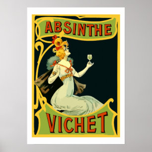 Absinthe Vichet, modern konstnouveau Poster