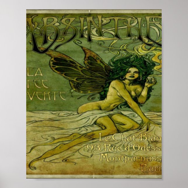 Absinthe Vintage Grönt Fairy Poster (Framsidan)