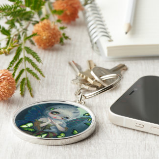 "Absinthefjärilar" Keychain Rund Silverfärgad Nyckelring