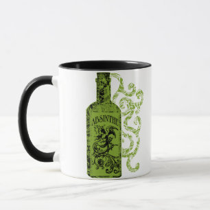 Absintheflaskan virvlar runt mugg