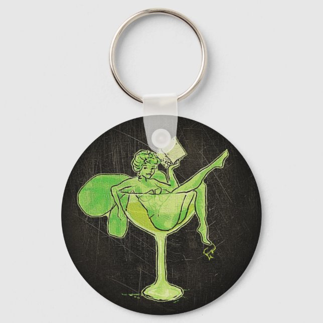 Absintheflicka i glas (ingen text) nyckelring (Framsida)