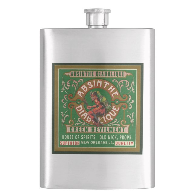 Absintherostfritt stålplunta fickplunta (Framsidan)