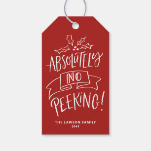 Absolut ingen peeking Lettering Red-jul Presentetikett