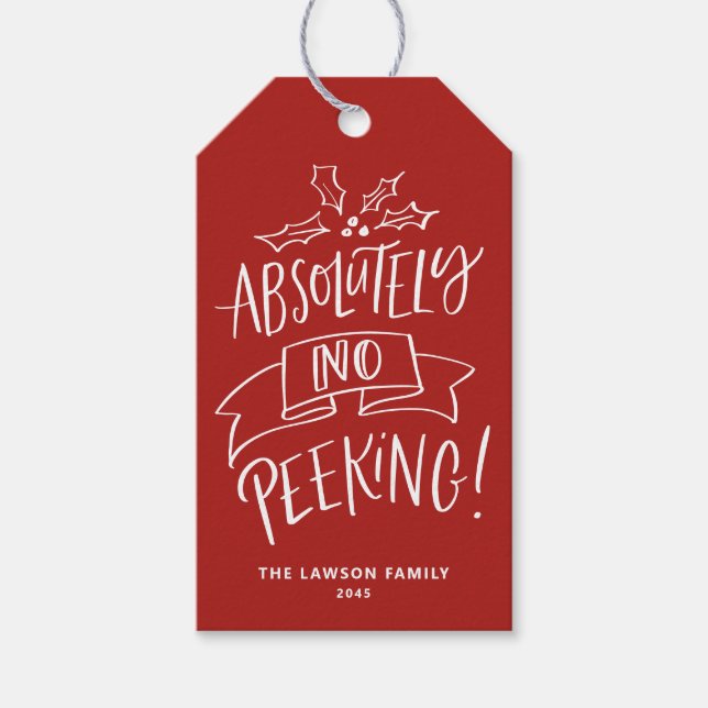 Absolut ingen peeking Lettering Red-jul Presentetikett (Framsidan)