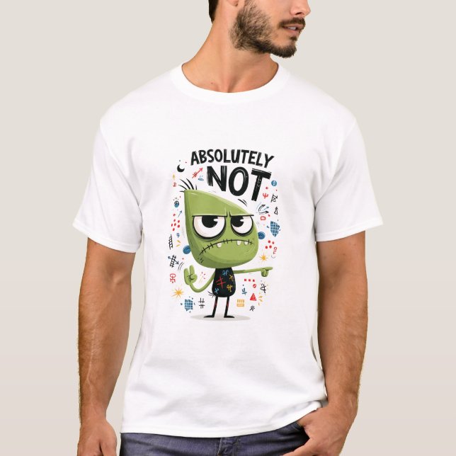 Absolut inte rolig grön utomjording present t shirt (Framsida)