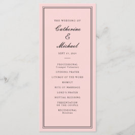 Absolut klassisk skript rosa och svart bröllop program