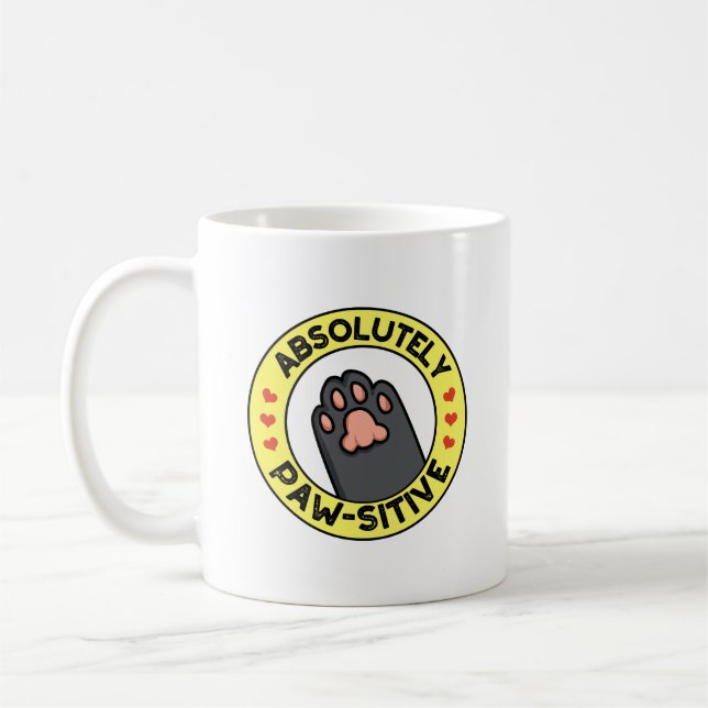 Absolut pawsitive Funny Tass Pun Kaffemugg (Vänster)