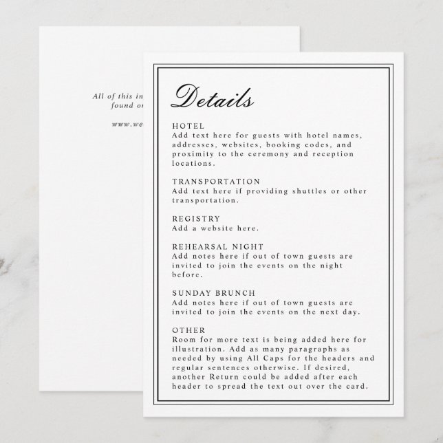 Absoluta klassiska skript, svart och vit Inbjudan (Fram/baksida)