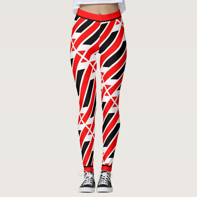 Absolute Abstrakt Red White Black Mönster Leggings (Framsida)