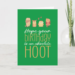 Absolute Hoot Cute Uggla Tecknad Pun Funny Birthda Kort