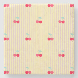Absorbent Retro Cherries Pattern Retro Pop Stenunderlägg