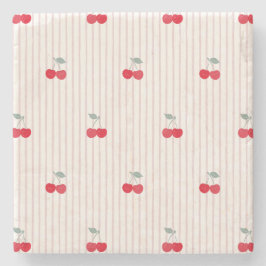 Absorbent Retro Cherries Pattern Sweetheart Glaze Stenunderlägg