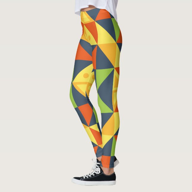 Abstrac geometriskt färg baljväxter leggings (Vänster)