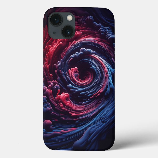 Abstract 3D Fluid Vortex Phone Case - Deep Magenta (Baksida)