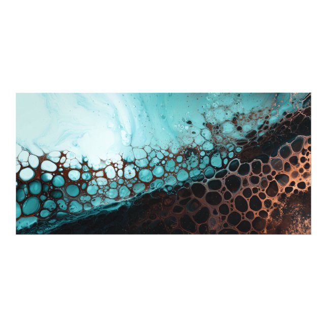 Abstract Acryl Cells Art Cyan Copper Fototryck (Framsidan)